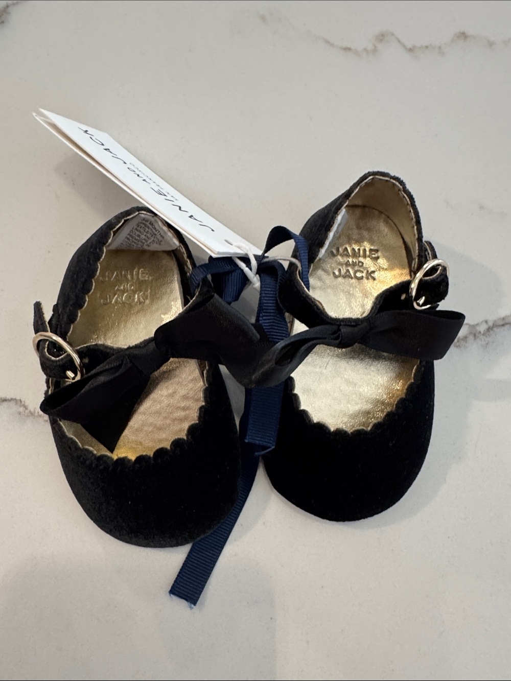 Janie and Jack Black Bow Mary Jane Baby Shoes